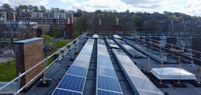 Solar panels on rooftops