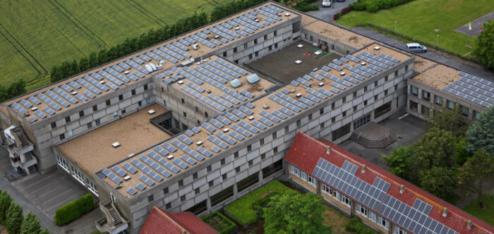 Solar panels on rooftops